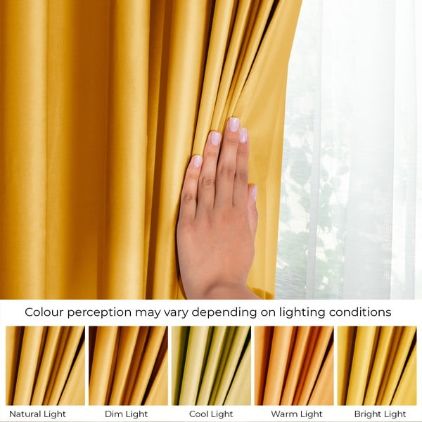 Tenda parzialmente oscurante gialla in velluto 140x245 cm Eyelets – Restilo-image-4