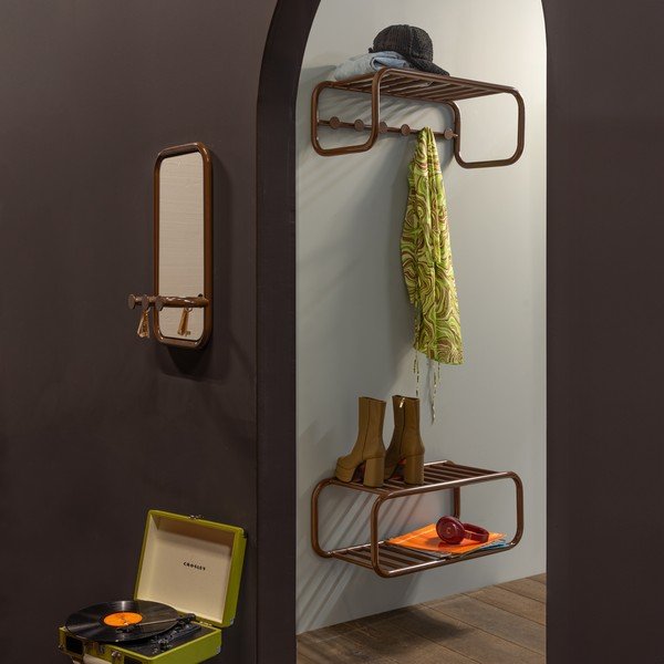 Scarpiera marrone scuro in metallo da parete 72x28x35 cm Retro – Spinder Design-image-1