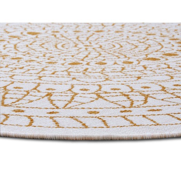 Tappeto rotondo per esterni giallo ocra-bianco ø 140 cm Porto - NORTHRUGS-image-3