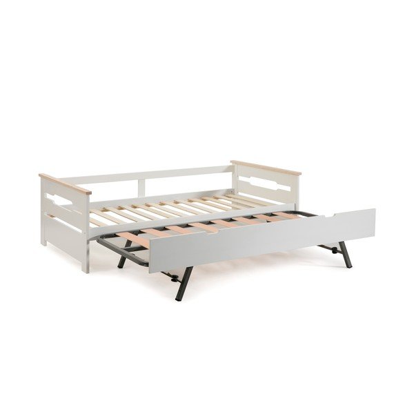 Letto per bambini in legno di pino bianco con letto estraibile 90x190 cm Elisa - Marckeric-image-3