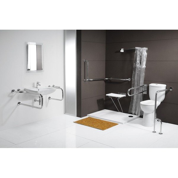 Maniglia a muro in acciaio inox per bagno 52 cm Handicap Left - Sapho-image-1