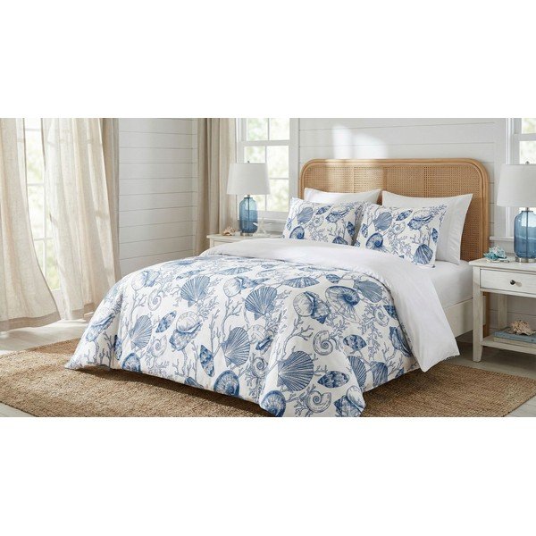 Set copripiumino e federa blu per letto singolo 200x140 cm Seashelly – Mijolnir