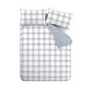 Biancheria da letto bianca/blu in cotone per letto matrimoniale 200x200 cm Marlow Check – Bianca