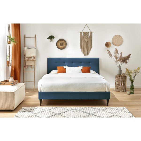 Letto matrimoniale imbottito blu con griglia 160x200 cm Rory - Bobochic Paris-image-4