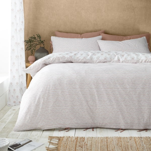 Biancheria da letto bianca per letto matrimoniale 200x200 cm Woodblock Floral – Pineapple Elephant-image-2