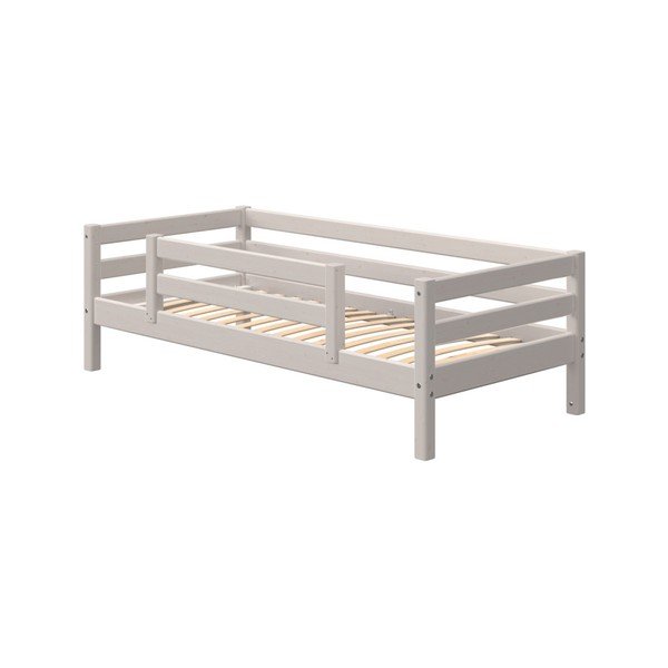 Letto per bambini in legno di pino grigio con sponda di sicurezza Classic - Flexa