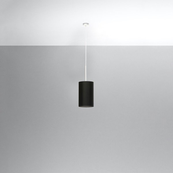 Lampada a sospensione nera con paralume in tessuto ø 15 cm Volta - Sollux-image-2