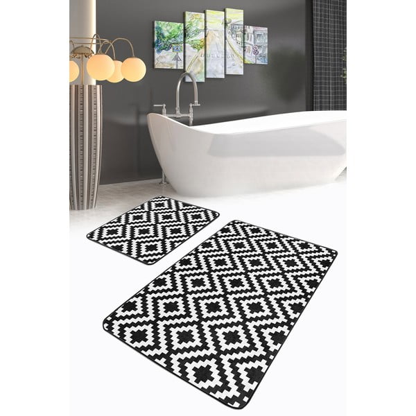 Tappetini da bagno bianco-nero in set da 2 100x60 cm - Minimalist Home World-image-2
