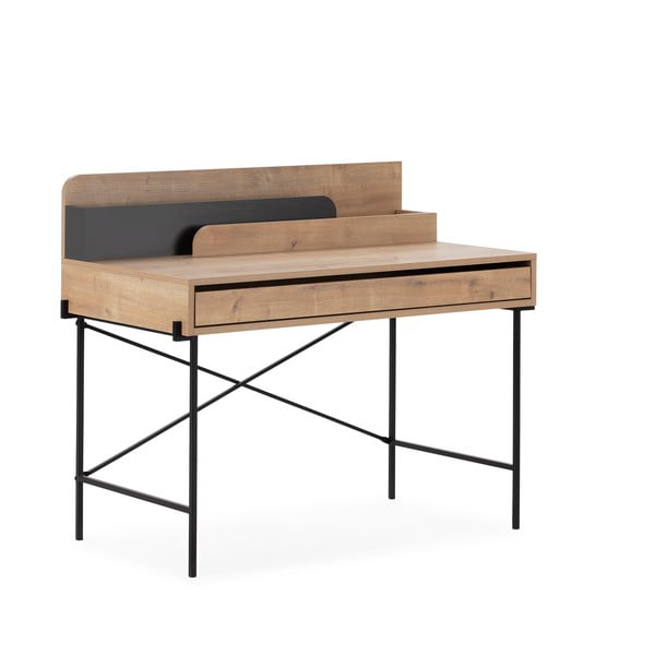 Scrivania in stile segreteria in rovere massiccio 60x113 cm Lila – Marckeric-image-3