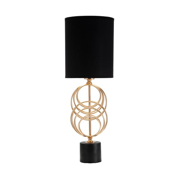 Lampada da tavolo con paralume in tessuto nero e oro (altezza 58,5 cm) Circly - Mauro Ferretti