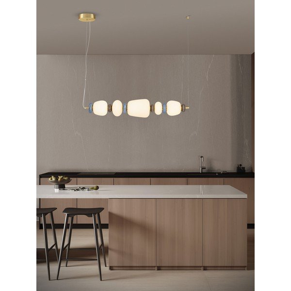 Lampadario LED bianco/dorato in metallo con paralume in porcellana/con paralume in vetro con intensità regolabile Palo – Nova Luce-image-2