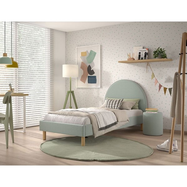 Letto singolo imbottito verde con griglia 90x200 cm MOON - Vipack-image-4