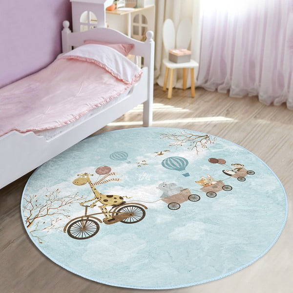 Tappeto azzurro per bambini ø 120 cm Comfort - Mila Home-image-4