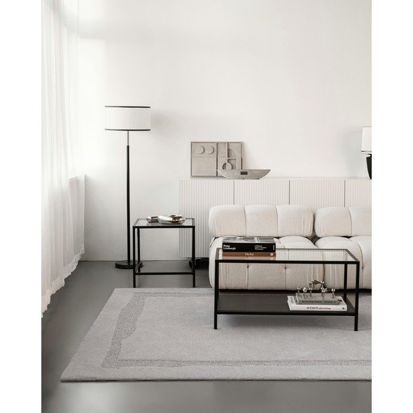 Tappeto in lana grigio chiaro 133x190 cm Morphic Rocca - Agnella-image-1