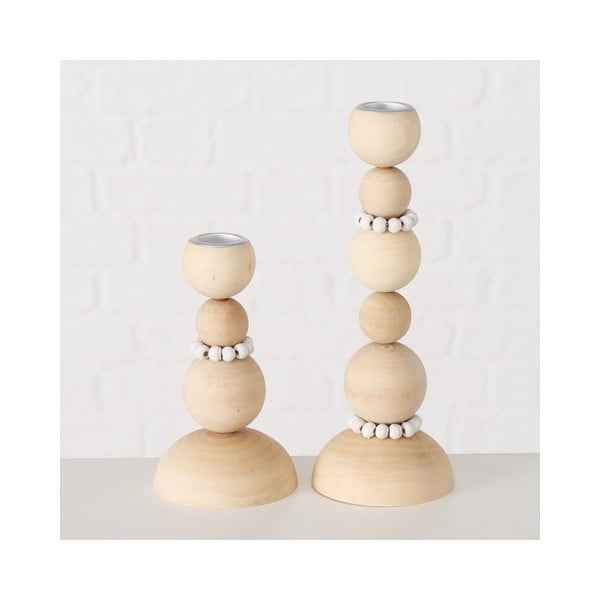 Set di 2 candelieri in legno Beads - Boltze