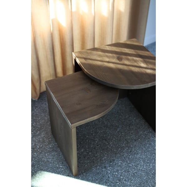 Set di tavolini da salotto in marrone scuro in pino massiccio 2 pz Combine – Karup Design-image-4