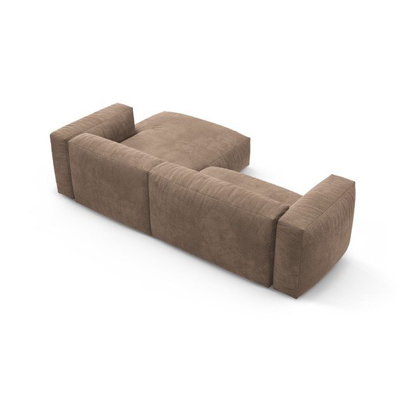 Divano angolare componibile beige allungabile (con penisola a destra/con chaise lounge) con rivestimento in velluto – Micadoni -image-4