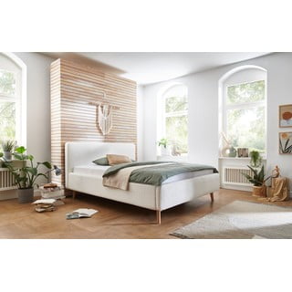 Letto matrimoniale imbottito bianco con contenitore con griglia 180x200 cm Mattis - Meise Möbel