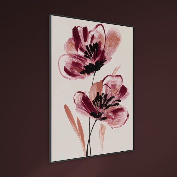 Dipinto stampato con cornice inclusa/dipinto su tela 70x100 cm Burgundy Blooms – Styler-image-1