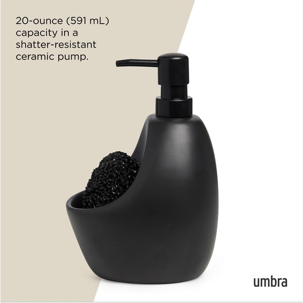 Dispenser per sapone nero in ceramica 590 ml Joey – Umbra-image-3