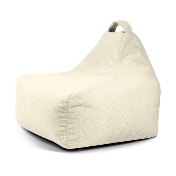 Pouf a sacco per bambini color crema con rivestimento in bouclé Game Amuse – SLOWDOWN
