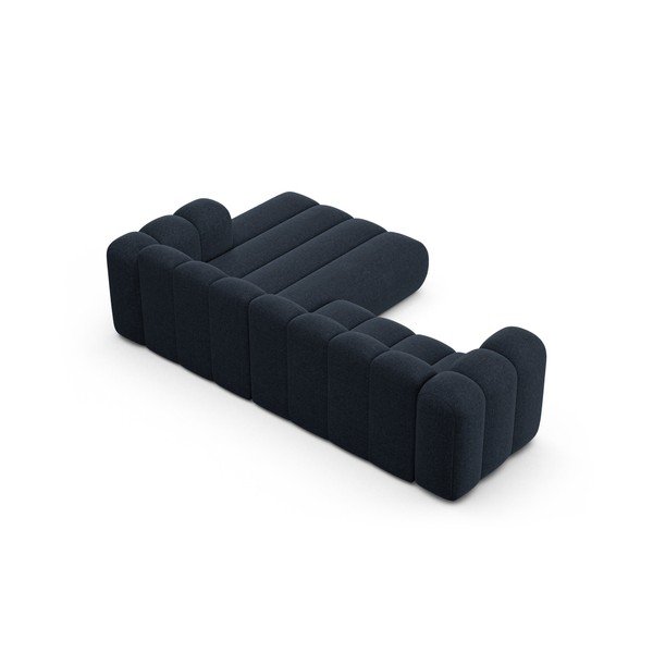 Divano angolare blu scuro (con penisola a destra/con chaise lounge) con rivestimento in ciniglia Lupine – Micadoni -image-3