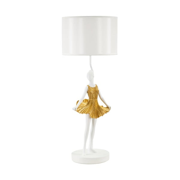 Lampada da tavolo bianca-oro con paralume in tessuto (altezza 90,5 cm) Dancer - Mauro Ferretti