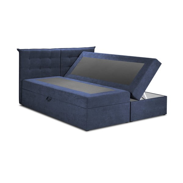 Letto boxspring blu scuro con contenitore 200x200 cm Echaveria - Mazzini Beds-image-2