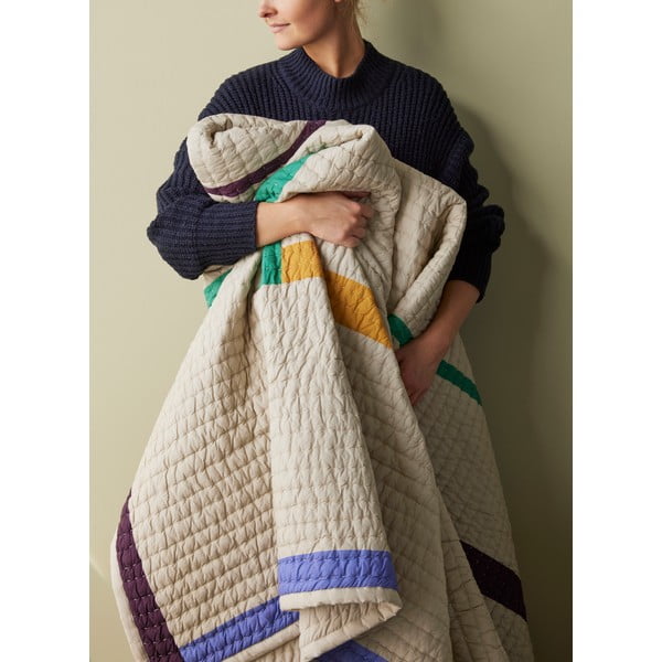 Copriletto in cotone beige per letto matrimoniale 260x260 cm Twist - Hübsch-image-3