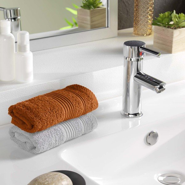 Asciugamano tipo terry color terracotta in cotone 30x50 cm Tendresse – douceur d'intérieur-image-1