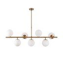 Lampadario bianco/color ottone con paralume in vetro Fazli – Opviq lights