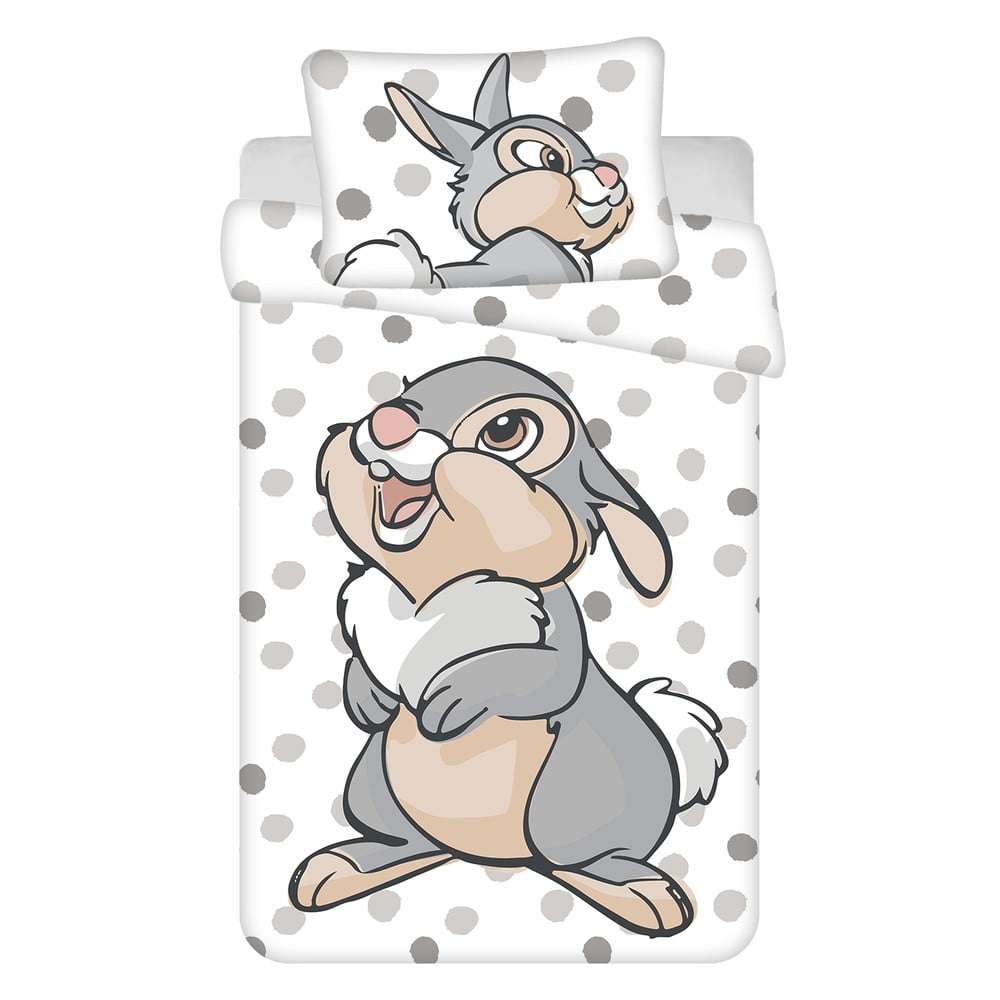 Set copripiumino e federa da bambini bianco/grigio in cotone per culla 100x135 cm Thumper "Dots" – Jerry Fabrics | Biancheria da letto per bambini