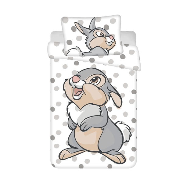 Set copripiumino e federa da bambini bianco/grigio in cotone per culla 100x135 cm Thumper "Dots" – Jerry Fabrics