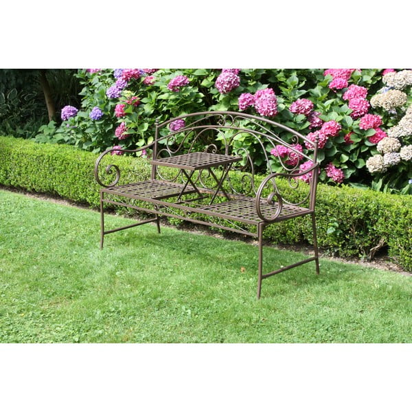Panca da giardino marrone in metallo Saket – Garden Pleasure-image-1