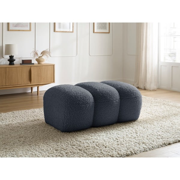 Poggiapiedi grigio scuro con rivestimento in bouclé Hippolyte – Bobochic Paris-image-1