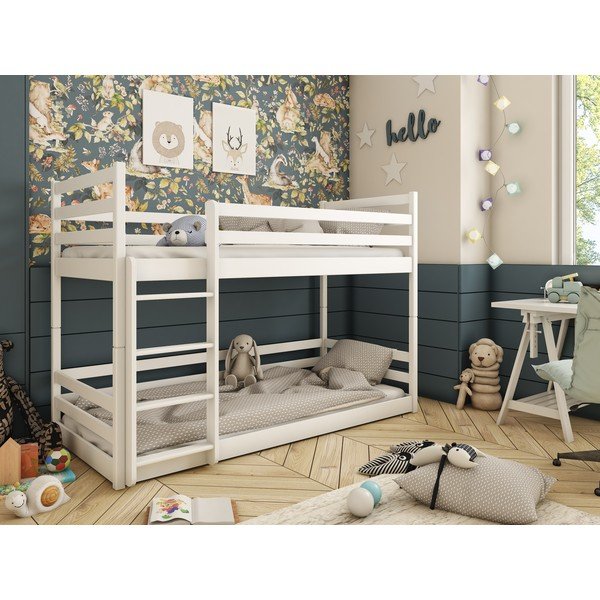Letto a castello bianco in legno di pino 70x160 cm Mini - Lano Meble-image-1