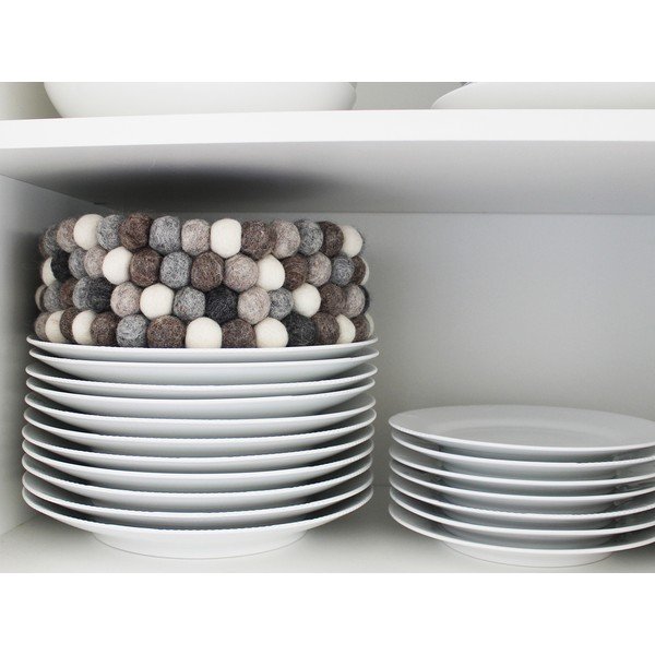 Cestino portapalloni in lana grigio e bianco Cestino portapalloni, ⌀ 28 cm - Wooldot-image-1