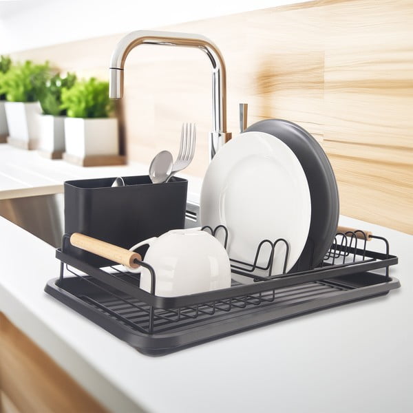 Scolapiatti nero in metallo 43x23,5 cm Radka – Orion-image-1