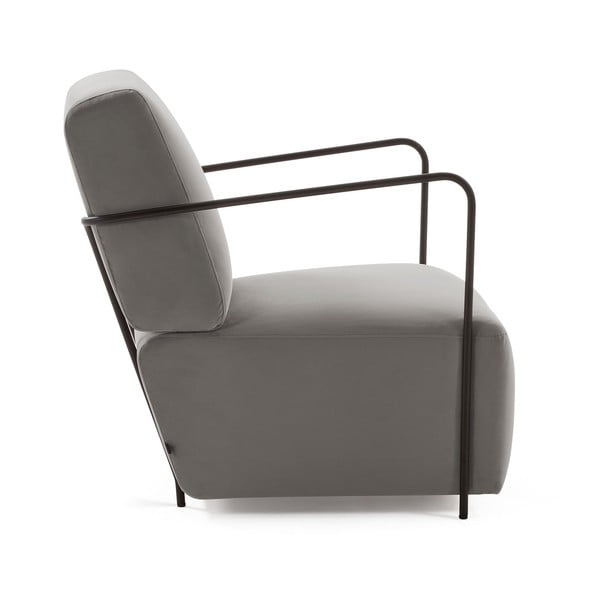 Poltrona in velluto grigio Gamer - Kave Home-image-2