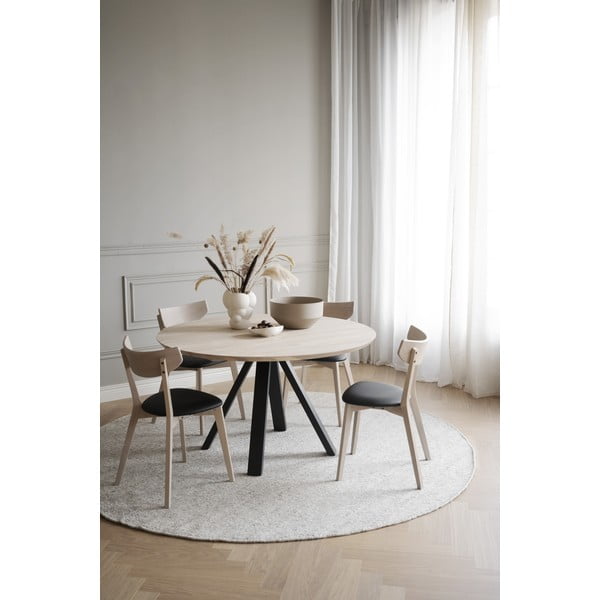 Tavolo da pranzo rotondo con piano in rovere naturale ø 130 cm Carradale - Rowico-image-4