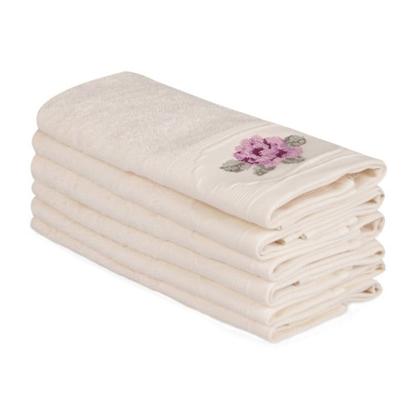 Set di 6 asciugamani in cotone beige Nakis Cassie, 30 x 50 cm - Foutastic