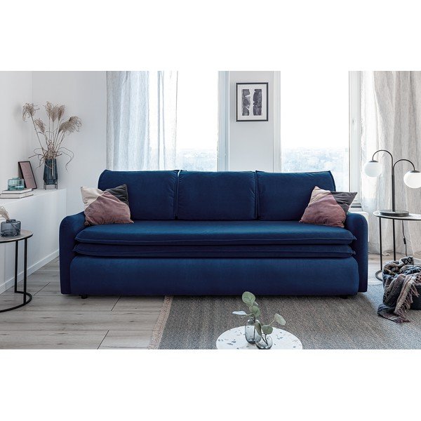 Divano letto in velluto blu navy Tender Eddie - Miuform-image-3