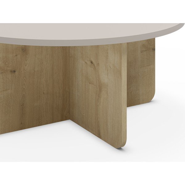 Tavolino da salotto rotondo color crema/di colore naturale con effetto rovere ø 80 cm Hillary – Marckeric-image-3