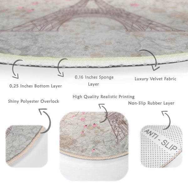 Tappeto rotondo lavabile rosa chiaro adatto per aspirapolvere robot ø 120 cm Comfort - Mila Home-image-4