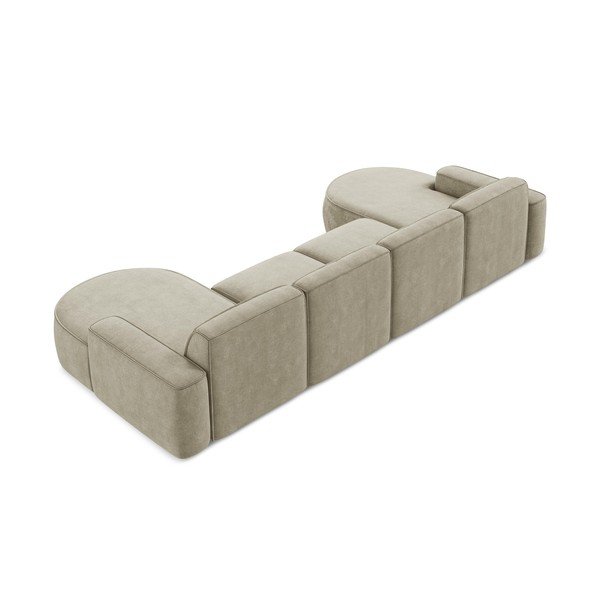 Divano angolare beige (a U) con rivestimento in ciniglia Omao – Makamii-image-3
