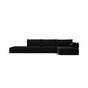 Divano angolare nero (con penisola a destra/con chaise lounge) con rivestimento in velluto Vanda – Mazzini Sofas