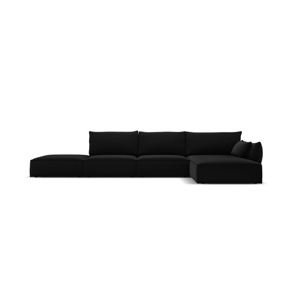 Divano angolare nero (con penisola a destra/con chaise lounge) con rivestimento in velluto Vanda – Mazzini Sofas