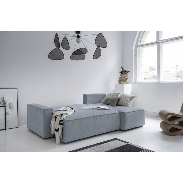 Divano letto angolare in velluto a coste grigio chiaro Brave Dave - Miuform-image-4