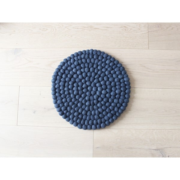 Cuscino per sedia in lana blu scuro, ⌀ 30 cm - Wooldot