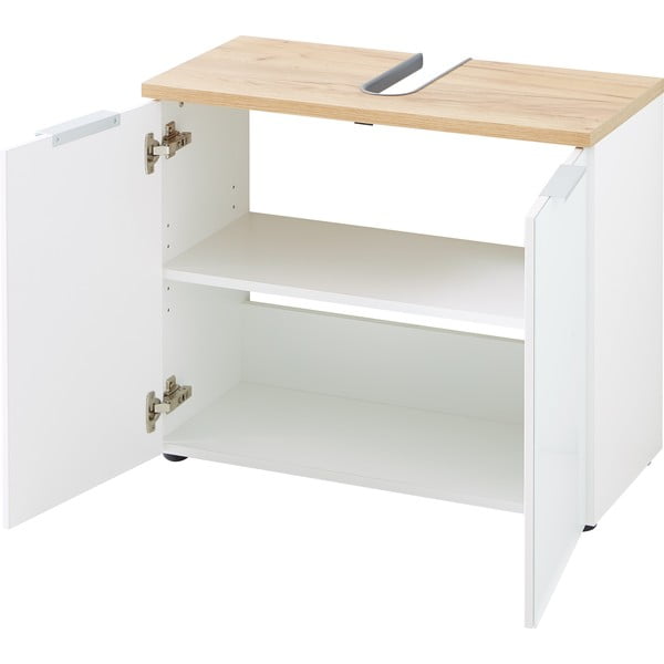 Mobile bianco sotto il lavabo in rovere 70x58 cm Pescara - Germania-image-3